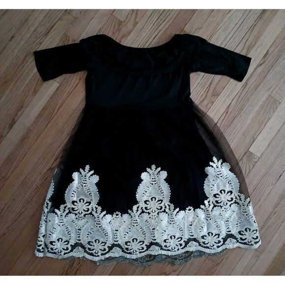 Unbranded Dresses & Skirts - Women's XL Black Cocktail Party Dress Embroidered Damask Pattern Tool Overlay